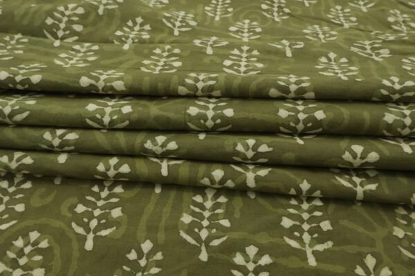 Abstract Handblock Printed Linen Fabric for Sarees - Image 4