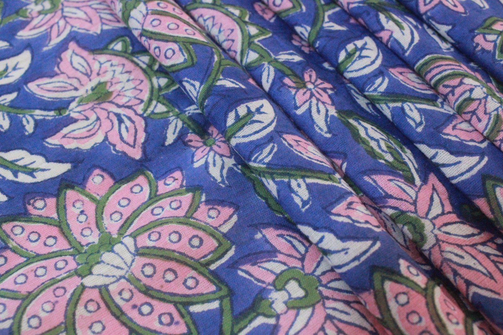 Bohemian Handblock Printed Mulmul Fabric for Fashion - Image 5