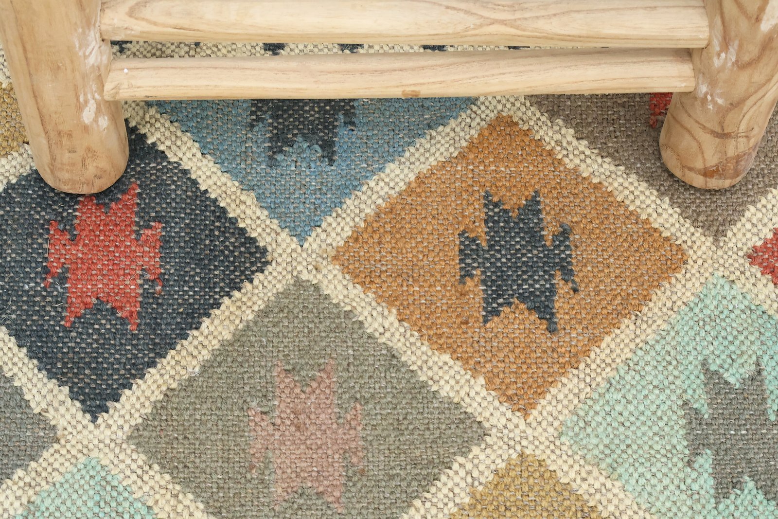Designer Wool Jute Woven Durry Rug - Image 5