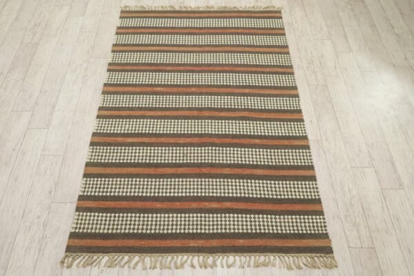Designer Minimalist Square Wool Jute Durry for Patio - Image 5