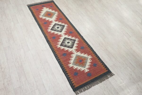 Handmade Rustic Oval Wool Jute Durry for Living Room - Image 5