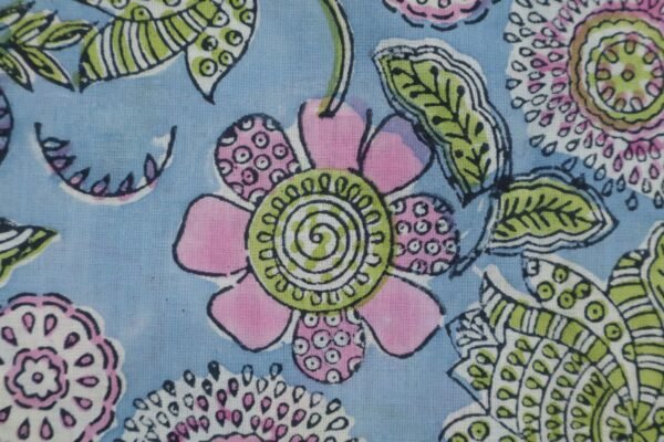 Bohemian Handblock Printed Silk Fabric for Shirts - Image 5
