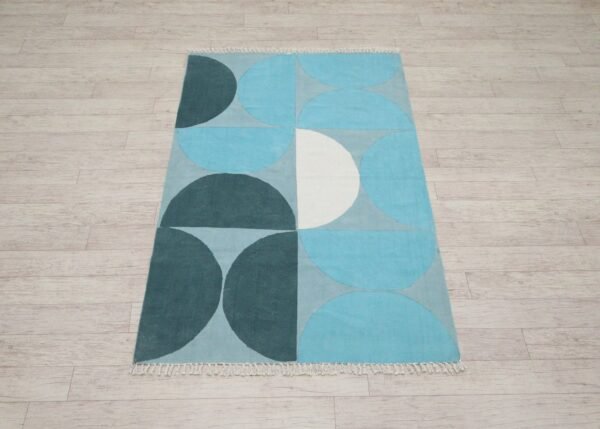 Traditional Motif Block Print Cotton Rug - Image 5