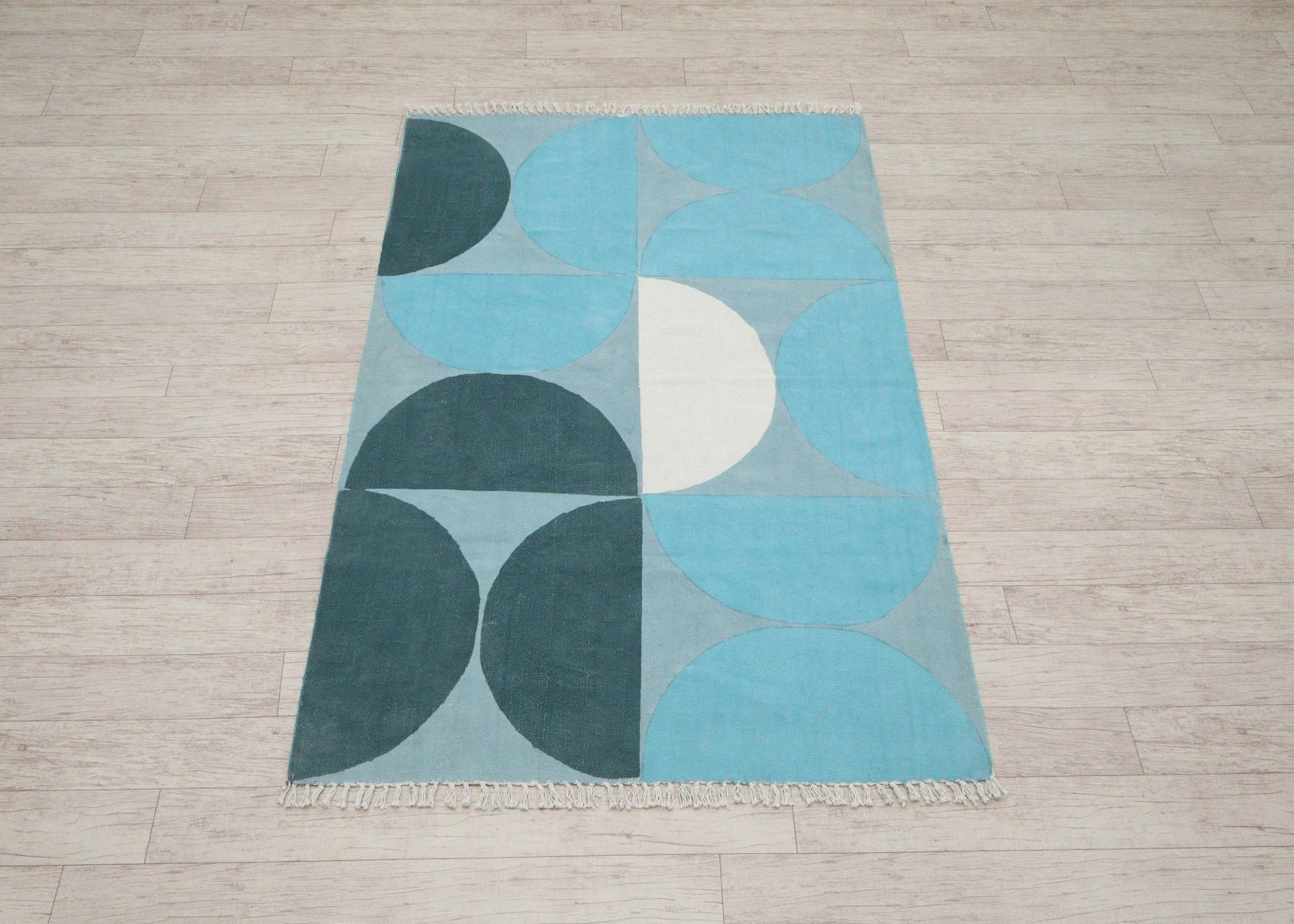 Traditional Motif Block Print Cotton Rug - Image 5
