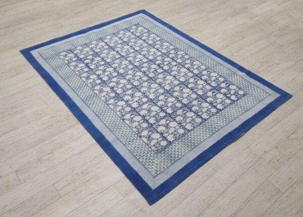 Elegant Block Printed Cotton Rug - Image 5