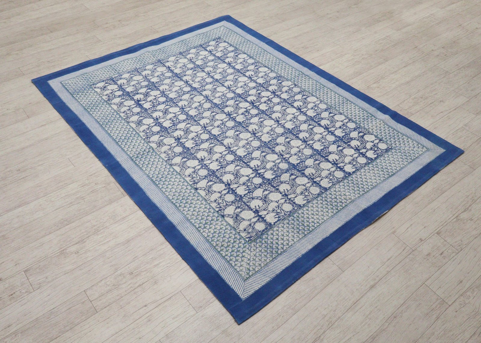 Elegant Block Printed Cotton Rug - Image 5