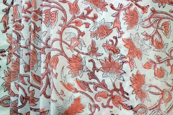 Handblock Printed Indigo Cotton Fabric by Yard - Image 5