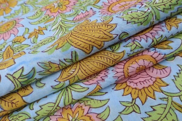 Lightweight Mulmul Handblock Printed Fabric for Dupatta - Image 5