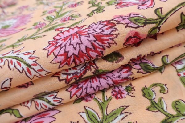 Bold Floral Handblock Printed Cotton Fabric - Image 5