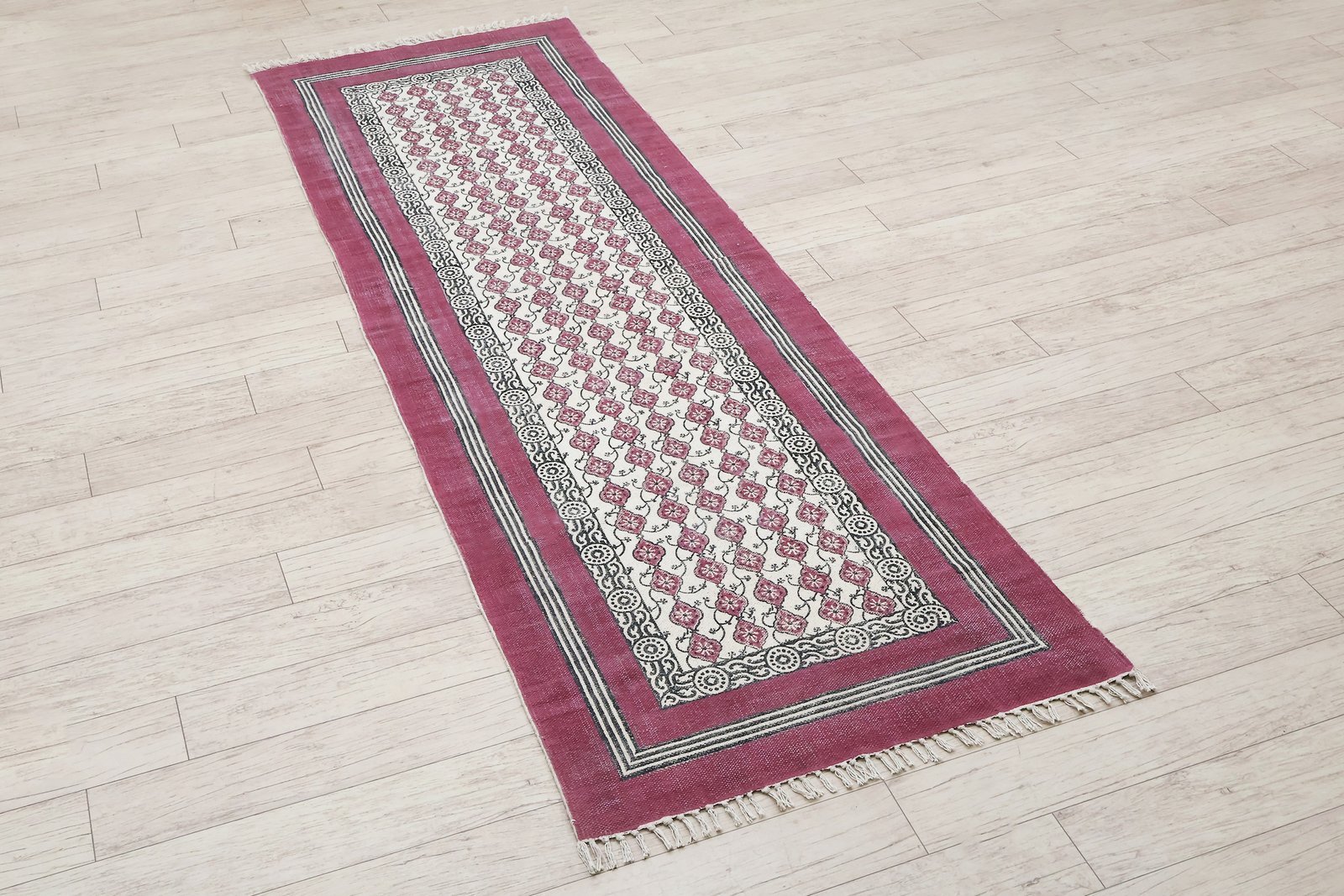 Vintage Style Block Printed Cotton Rug - Image 5
