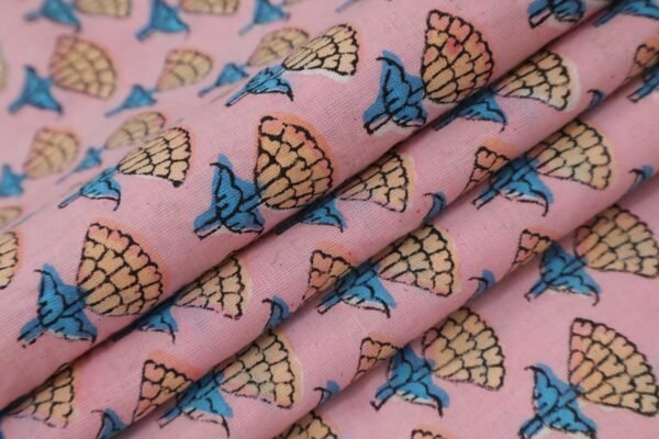 Geometric Handblock Printed Khadi Fabric for Bedsheets - Image 5