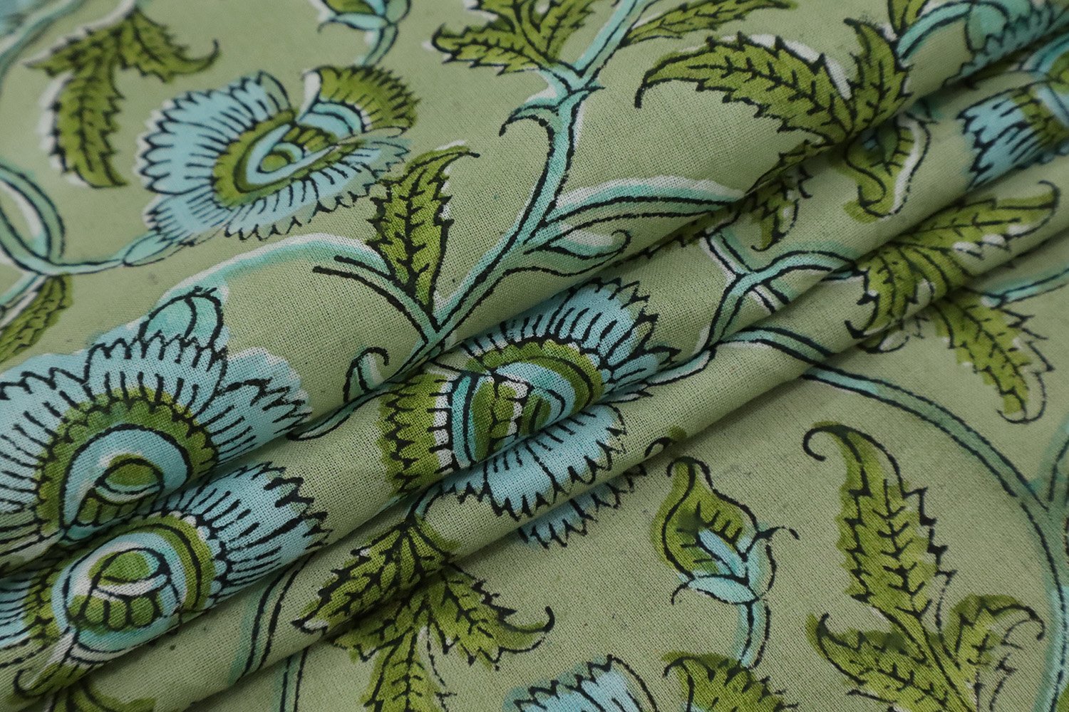 Indigo Handblock Printed Mulmul Fabric for Dressmaking - Image 5