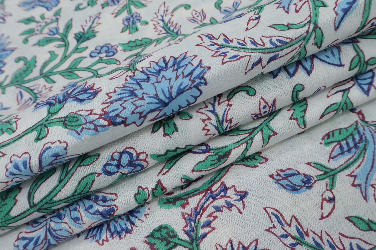 Traditional Handblock Printed Chanderi Fabric for Quilting - Image 5