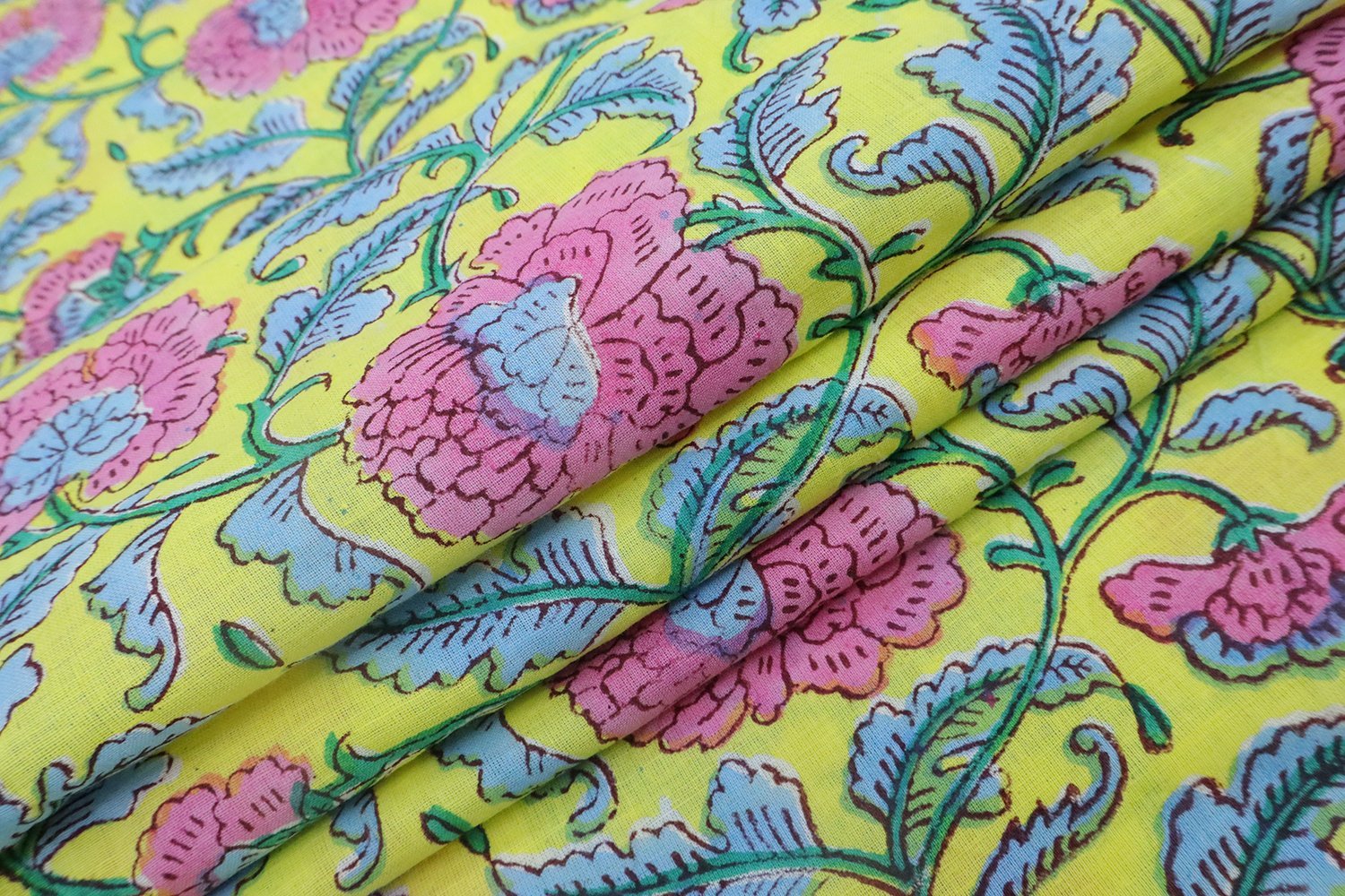 Modern Handblock Printed Silk Fabric for Crafts - Image 5