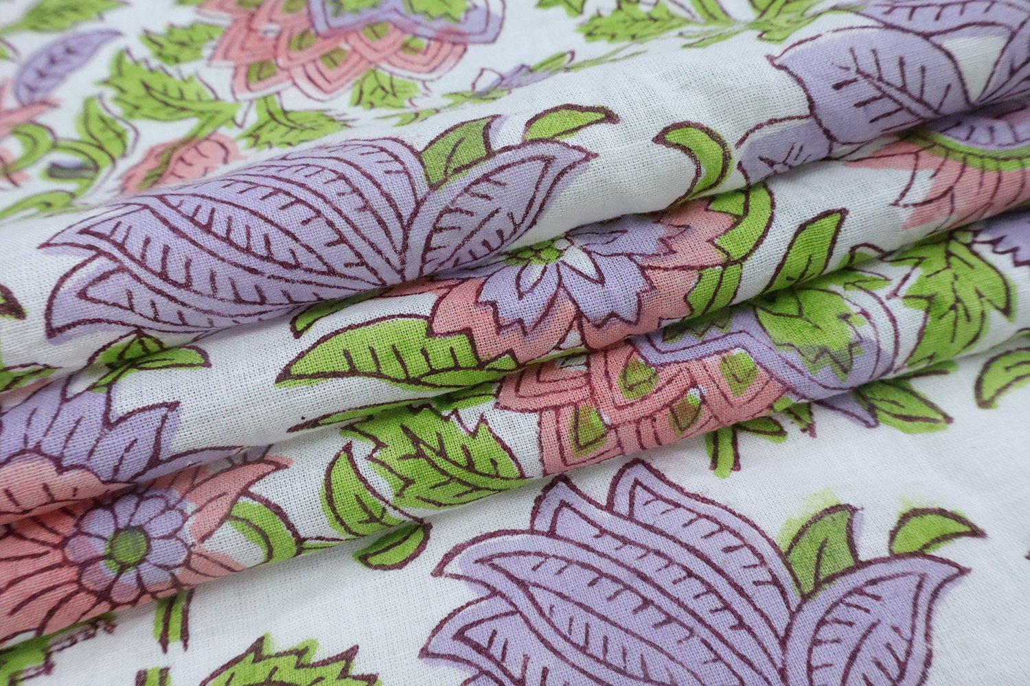 Floral Handblock Printed Khadi Fabric for Curtains - Image 5