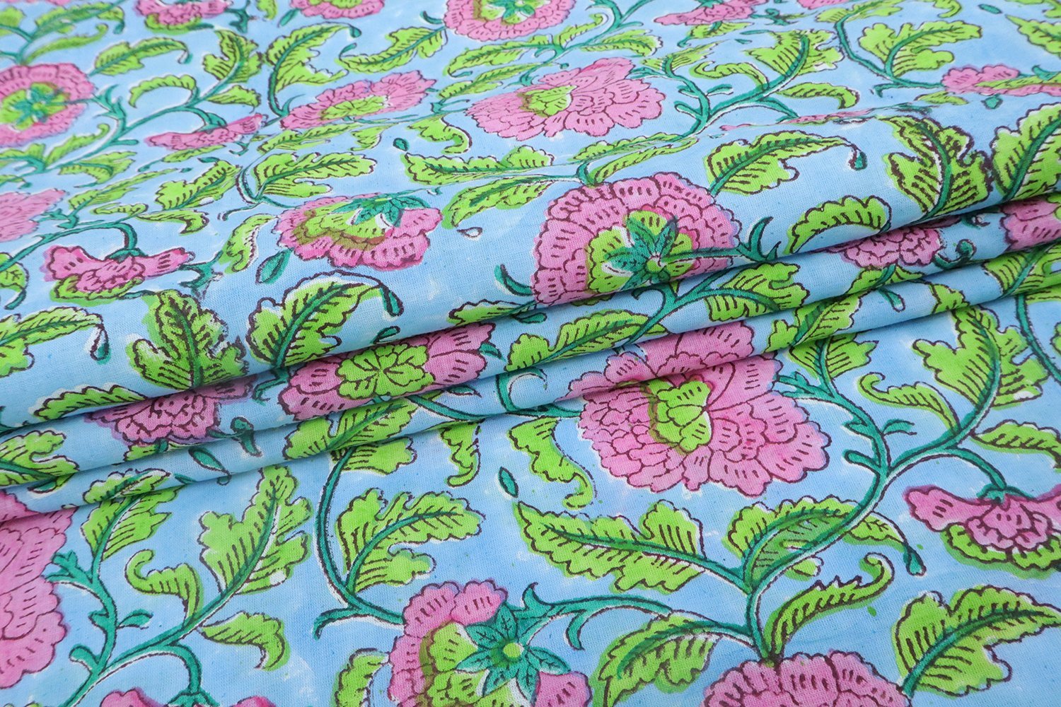 Paisley Handblock Printed Cotton Fabric for Sarees - Image 5