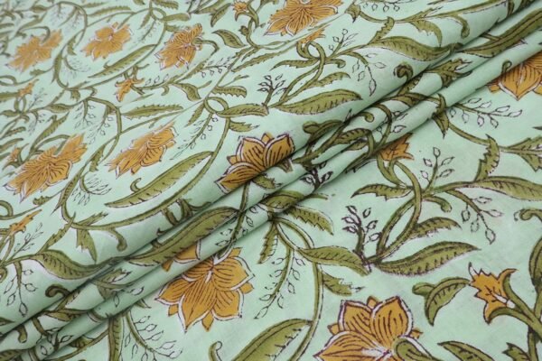 Indigo Handblock Printed Silk Fabric for Bedsheets - Image 5