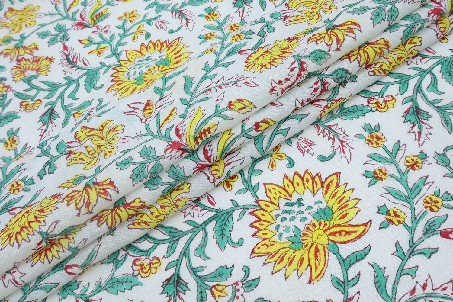 Bohemian Handblock Printed Khadi Fabric for Quilting - Image 5