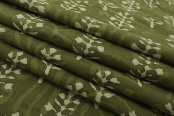 Abstract Handblock Printed Linen Fabric for Sarees - Image 5