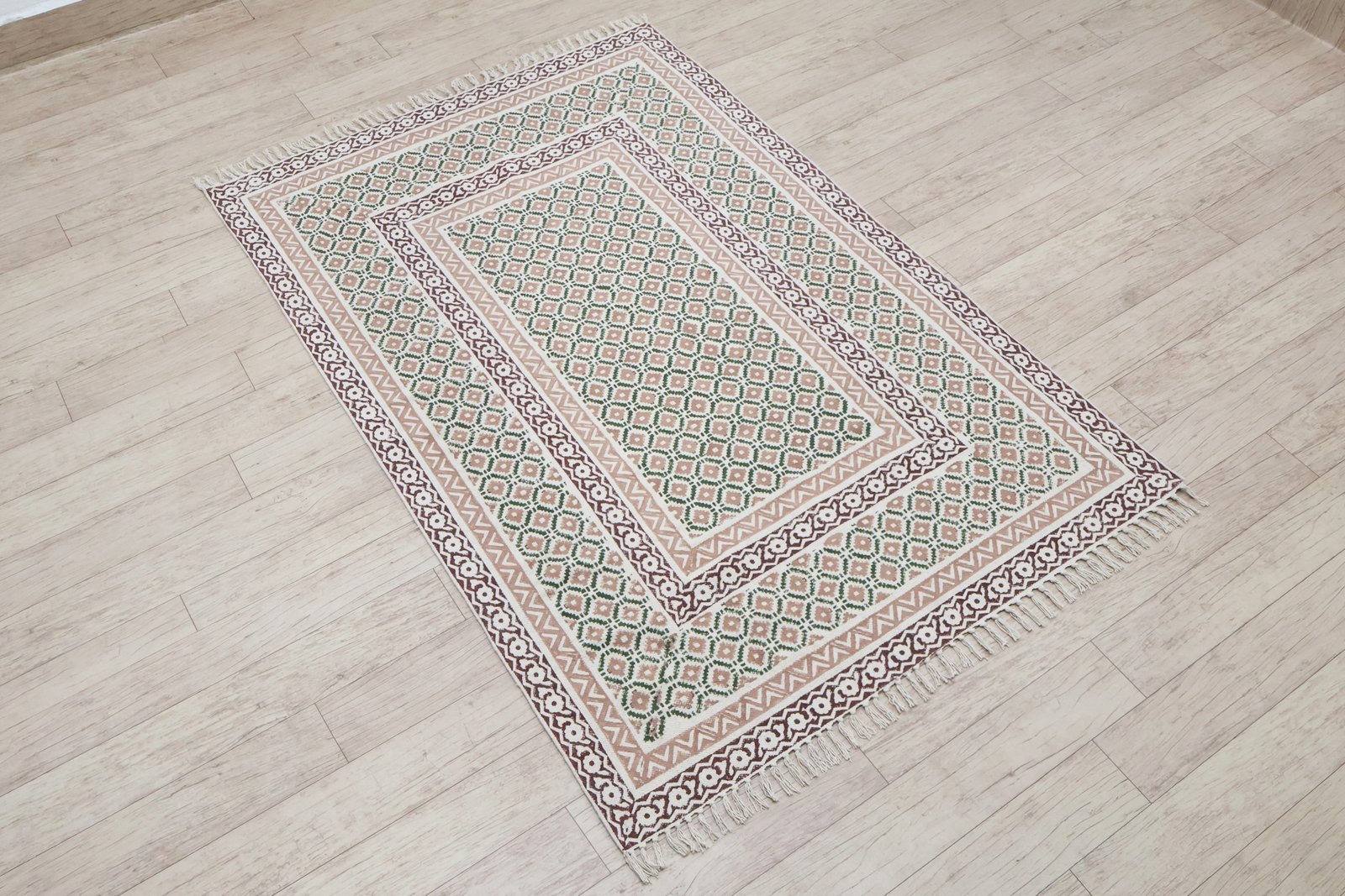 Contemporary Block Printed Cotton Durry - Image 6