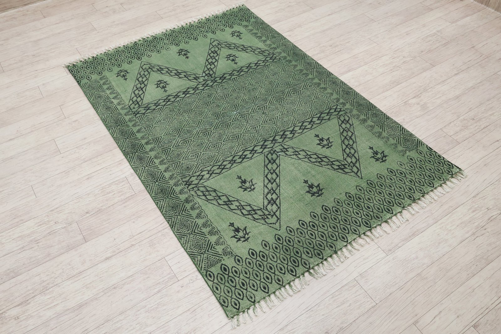 インドの敷物 草木染めコットンダリー リビングマットサイズ 約 幾何学 プレゼント アジアン クリスマス ラグ インド綿 エスニック コットン - 120 X 180 CM - Image 6