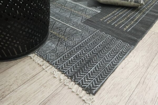 Abstract Pattern Block Printed Cotton Rug - Image 6