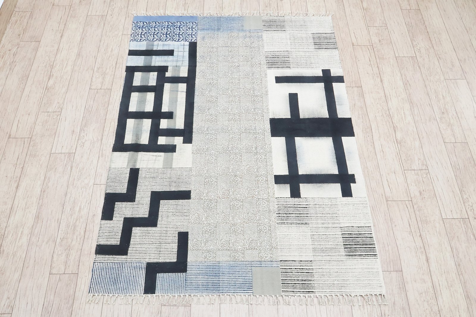 インドの敷物 草木染めコットンダリー リビングマットサイズ 約 幾何学 プレゼント アジアン クリスマス ラグ インド綿 エスニック コットン - 120 X 180 CM - Image 6