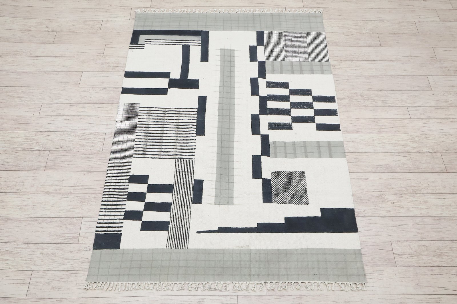 インドの敷物 草木染めコットンダリー リビングマットサイズ 約 幾何学 プレゼント アジアン クリスマス ラグ インド綿 エスニック コットン - 120 X 180 CM - Image 6