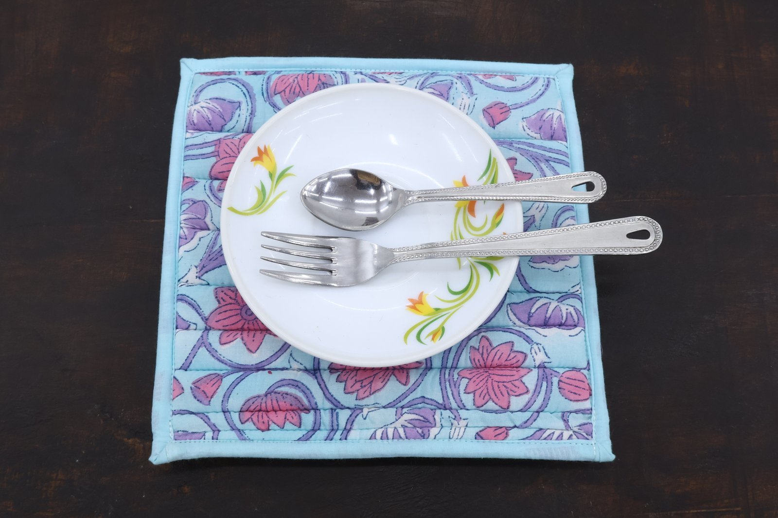 Vintage Inspired Handblock Printed Cotton Mat - Image 6