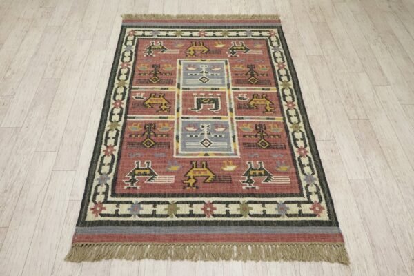 Handcrafted Wool Jute Durry for Dining Room - Image 6
