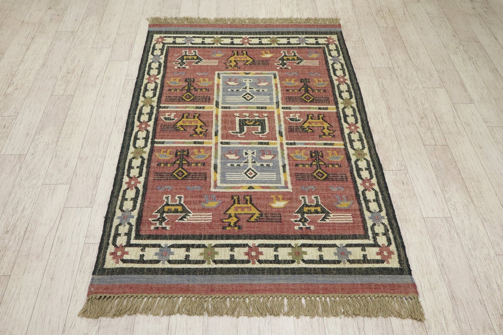 Handcrafted Wool Jute Durry for Dining Room - Image 6
