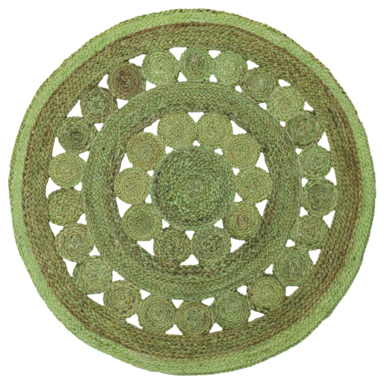 手作りのジュートラグ、天然素材、正方形、ベッドサイドに最適