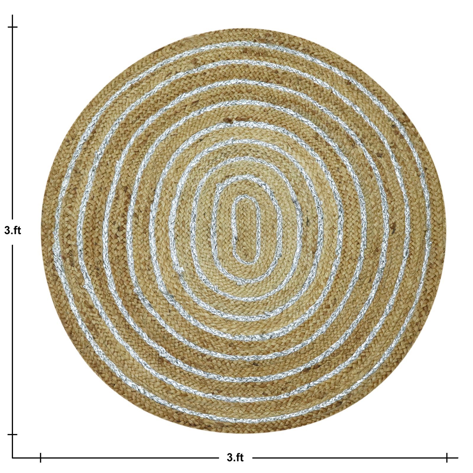 手作りのジュートラグ、天然素材、正方形、ベッドサイドに最適 - Image 2