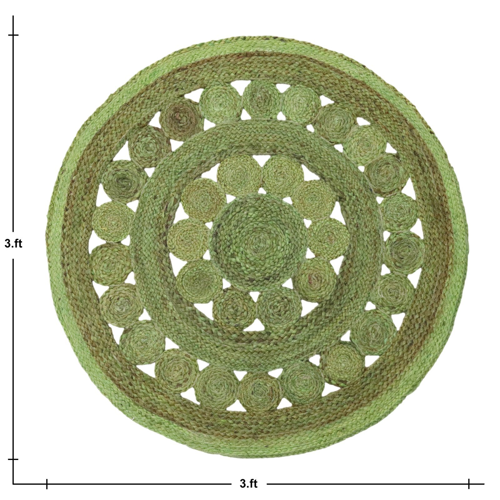手作りのジュートラグ、天然素材、正方形、ベッドサイドに最適 - Image 2