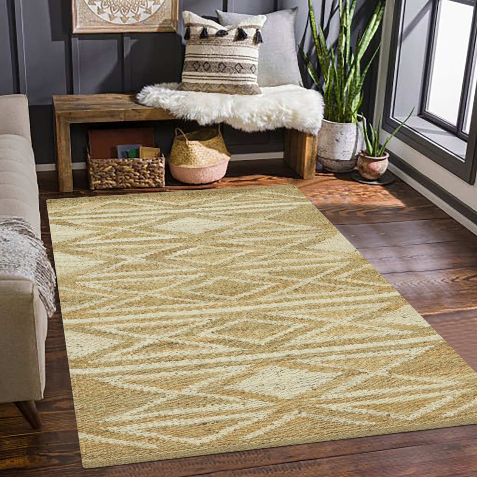 Braided Modern Round Jute Durry for Dining Room - Image 3