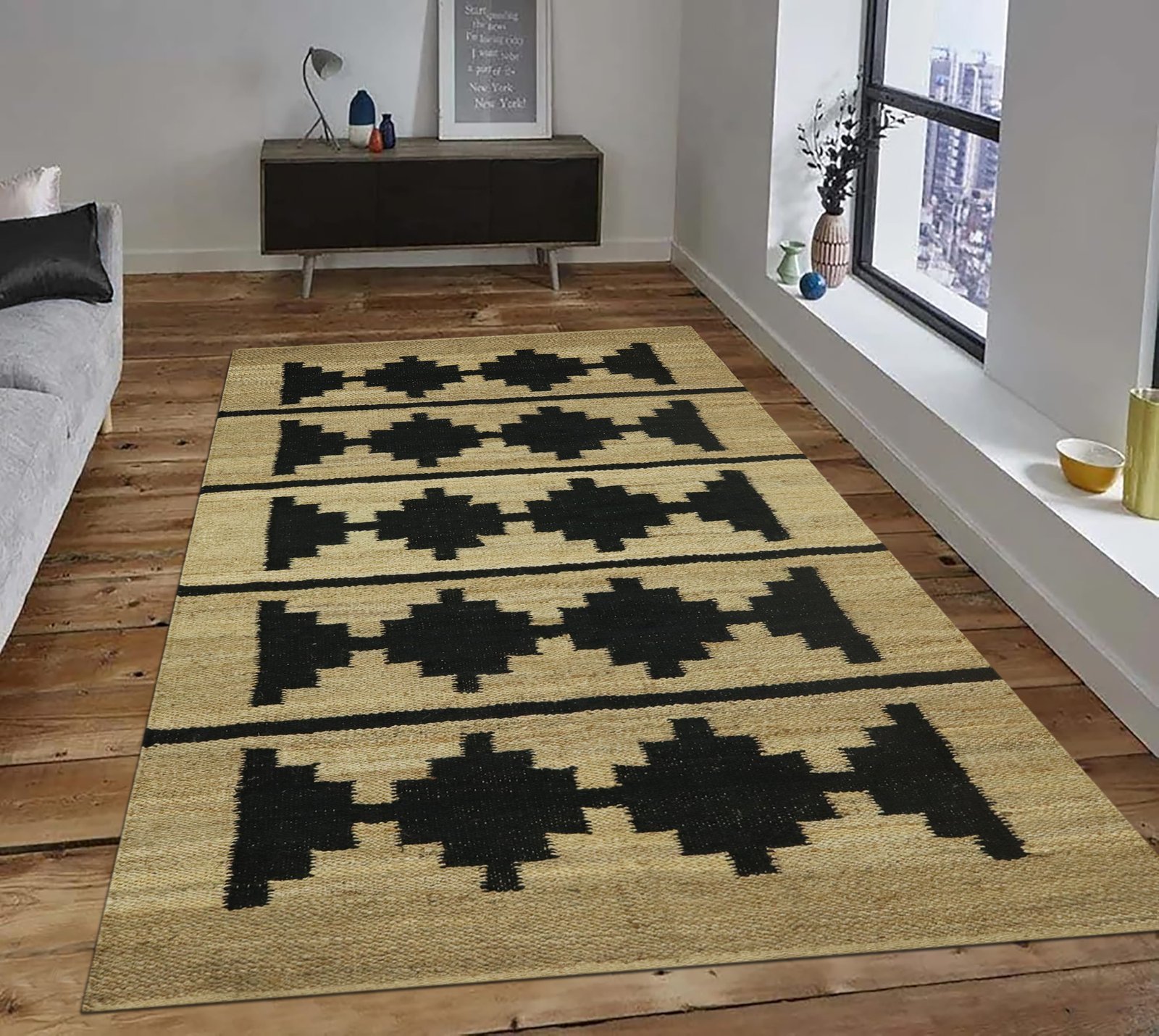 Handmade Rustic Round Jute Durry for Living Room - Image 3