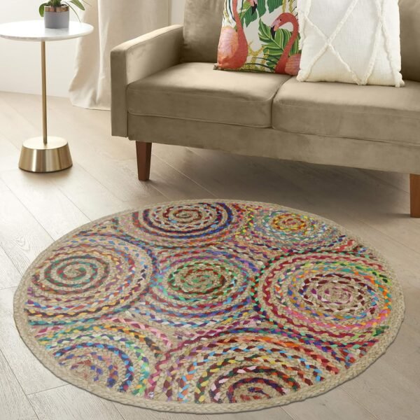 Handwoven Bohemian Square Jute Durry for Bedroom - Image 3
