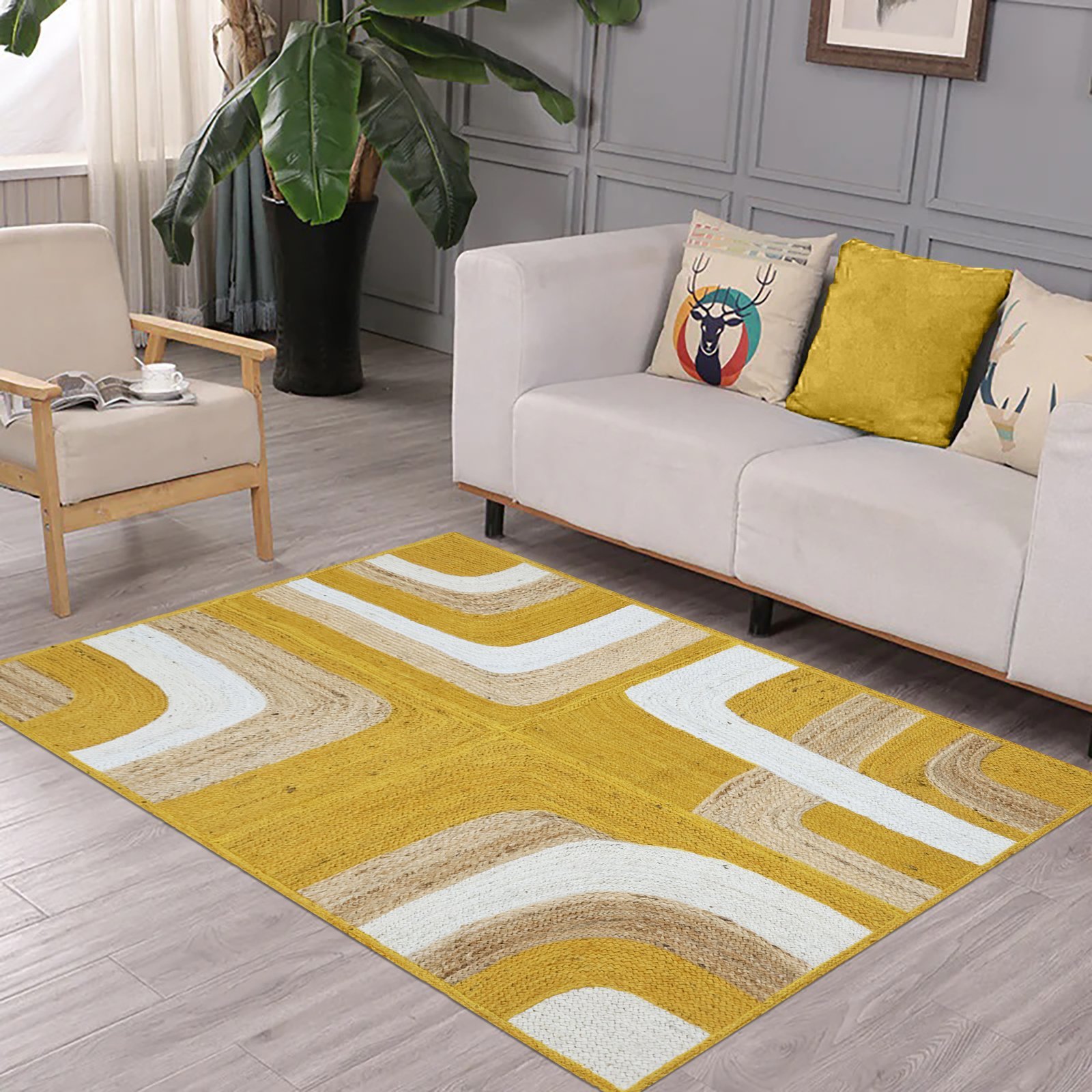 Eco-Friendly Vintage Oval Jute Durry for Office - Image 3
