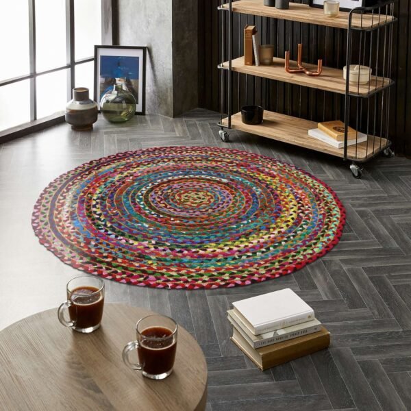 Braided Modern Oval Jute Durry for Dining Room - Image 3
