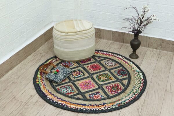 Eco-Friendly Vintage Square Jute Durry for Office - Image 3