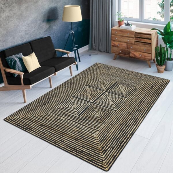 Handwoven Bohemian Round Jute Durry for Bedroom - Image 3