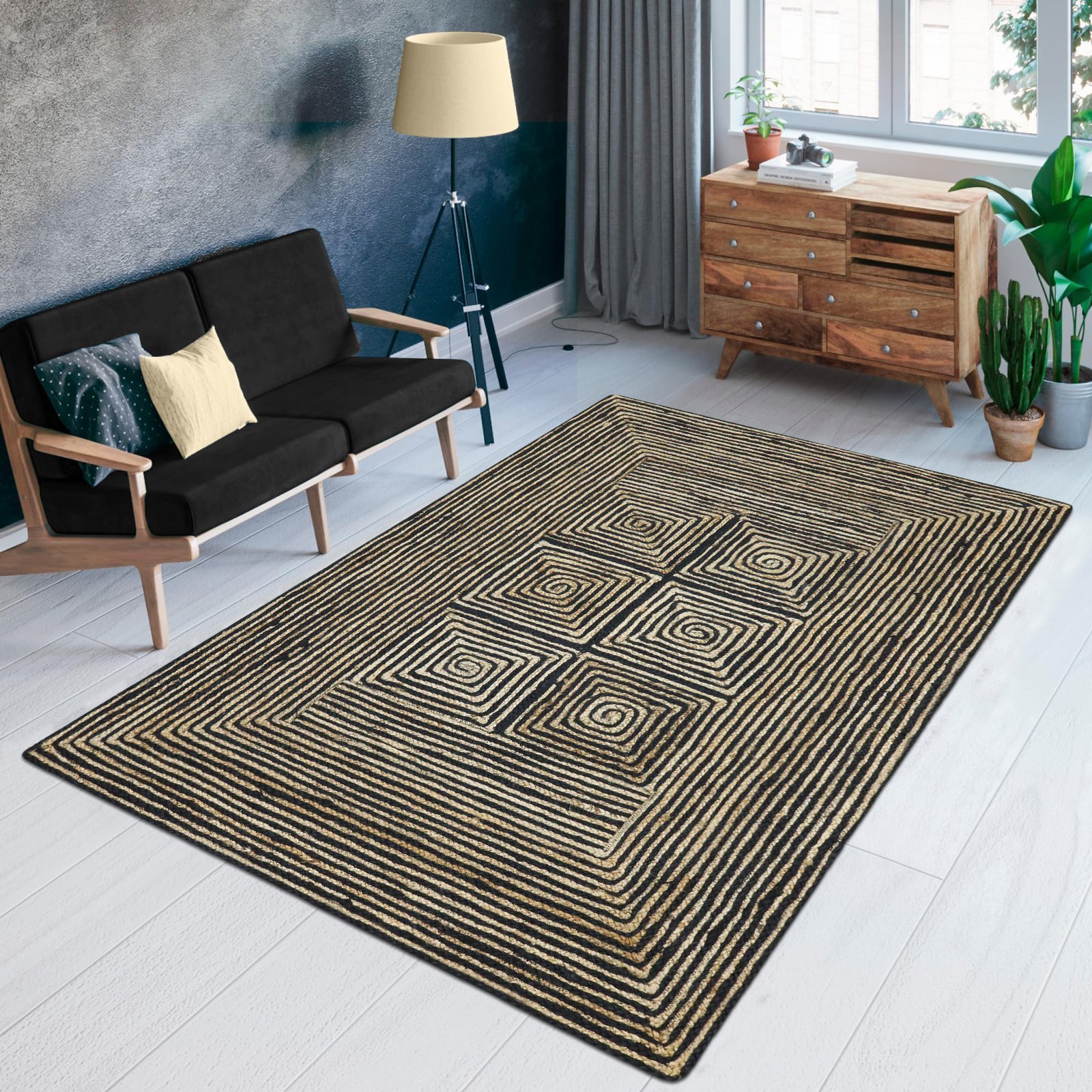 Handwoven Bohemian Round Jute Durry for Bedroom - Image 3