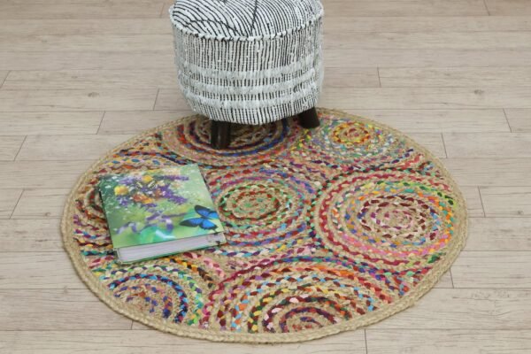Handwoven Bohemian Square Jute Durry for Bedroom - Image 4