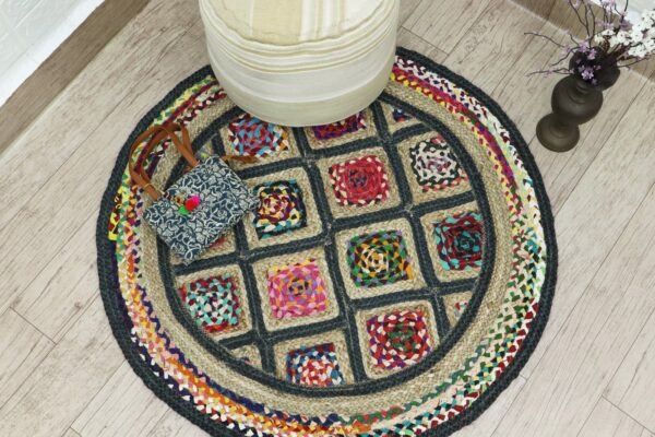 Eco-Friendly Vintage Square Jute Durry for Office - Image 4