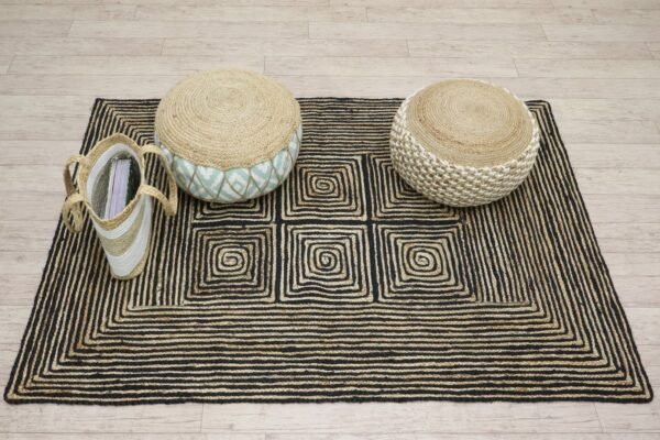 Handwoven Bohemian Round Jute Durry for Bedroom - Image 4
