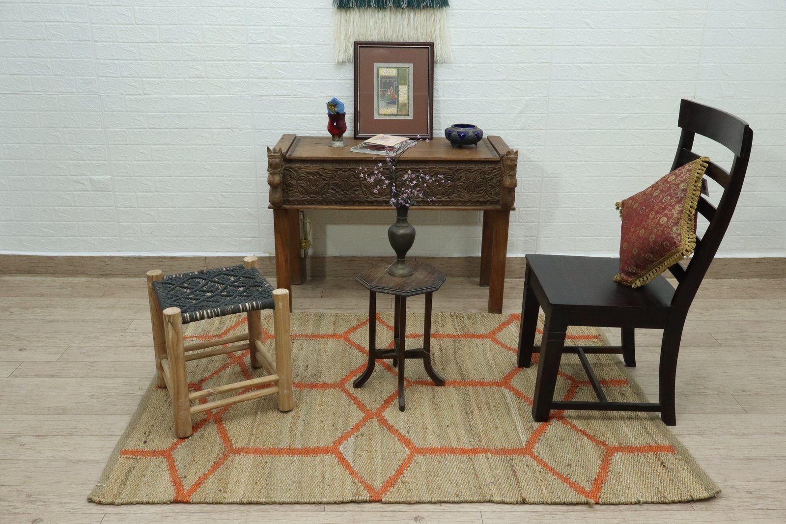 Braided Modern Square Jute Durry for Dining Room - Image 4
