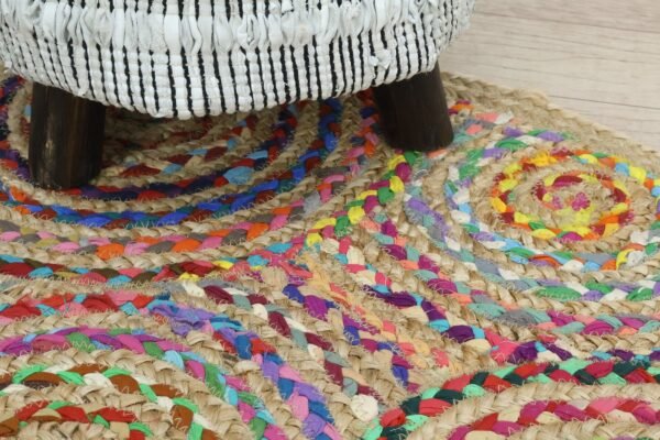 Handwoven Bohemian Square Jute Durry for Bedroom - Image 5