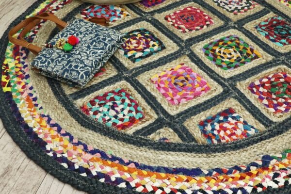 Eco-Friendly Vintage Square Jute Durry for Office - Image 6