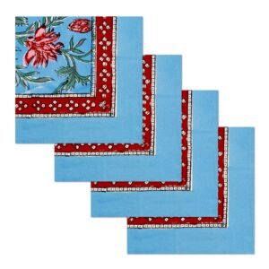 Cotton Handblock Printed Rectangle Napkin with Handmade Craft Cotton Handblock Printed Rectangle Napkin with Handmade Craft