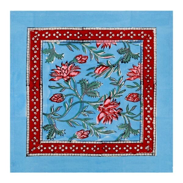 Cotton Handblock Printed Rectangle Napkin with Handmade Craft - Image 2